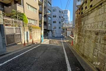 敷地南側の前面道路（西側から）