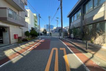 敷地の西側前面道路（南側から）