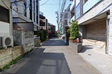 敷地南西側の前面道路（南東側から）