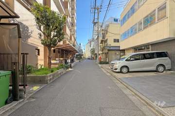 敷地南側の前面道路（西側から）