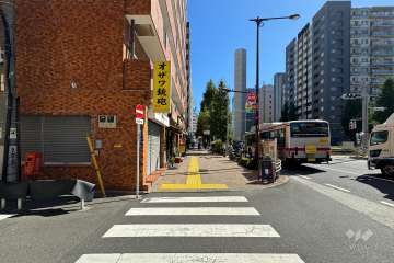 敷地南西側の前面道路（北西側から）