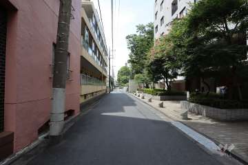 敷地北西側の前面道路(北東側から)