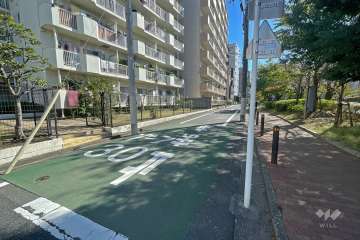 敷地西側の前面道路（北側から）