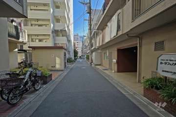 敷地東側の前面道路（北側から）