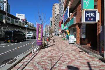 敷地南西側の前面道路(南東側から)