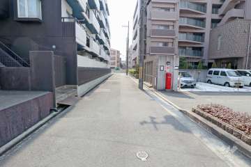 敷地東側の前面道路（北側から）