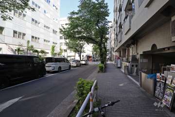 敷地北東側の前面道路（西側から）