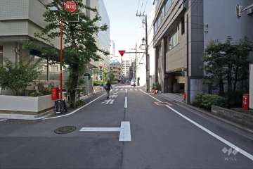 敷地南東側の前面道路（南側から）