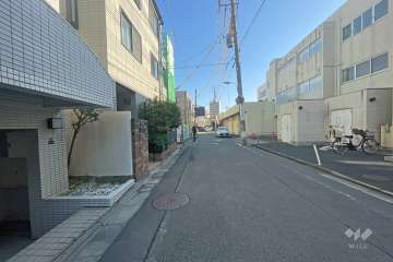 敷地南側の前面道路（西側から）