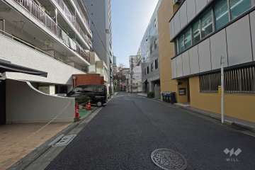 敷地南側の前面道路（西側から）