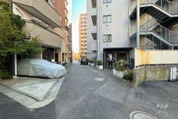 敷地の北東側前面道路（北西側から）