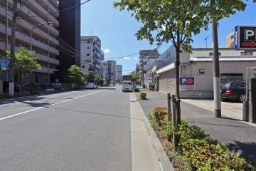 敷地西側の前面道路（北側から）