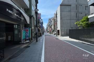 敷地南西側の前面道路（南東側から）