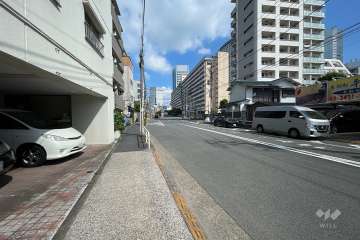敷地の北東側前面道路（南東側から）