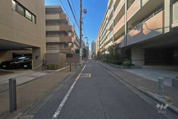 敷地北西側の前面道路（北東側から）