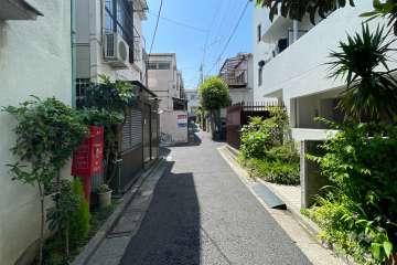 敷地東側の前面道路（北側から）