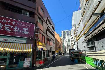 敷地北東側の前面道路（南東側から）