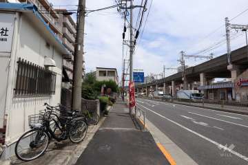 敷地南東側の前面道路(南西側から)
