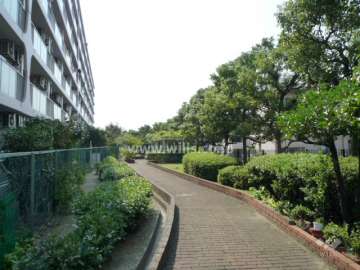 マンションの西側敷地内にある遊歩道