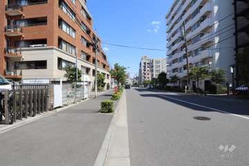 敷地西側の前面道路(南側から)