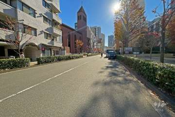 敷地西側の前面道路（北側から）