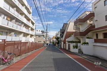 敷地南側の前面道路（西側から）