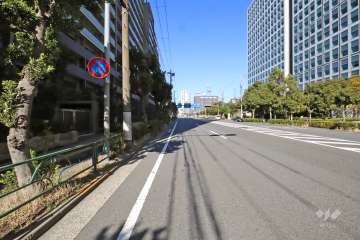 敷地南東側の前面道路(南西側から)