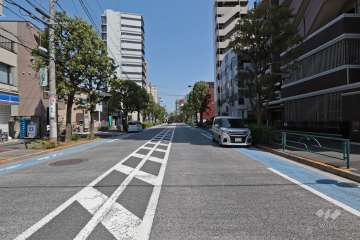 敷地南側の前面道路（西側から）