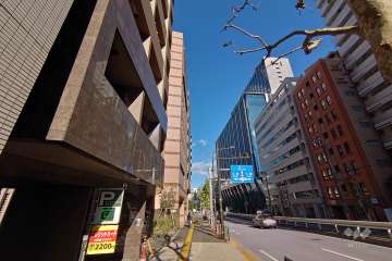 敷地南東側の前面道路（南西側から）