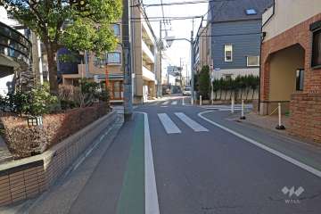 敷地西側の前面道路（北側から）