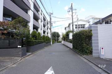 敷地の北西側前面道路（北東側から）