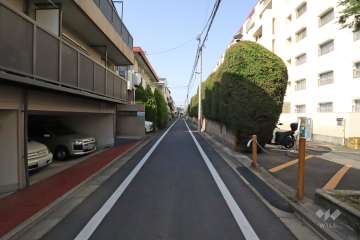 敷地西側の前面道路(南側から)