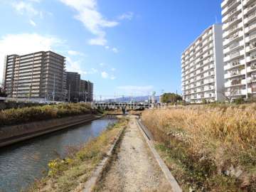目の前を天神川が流れています。