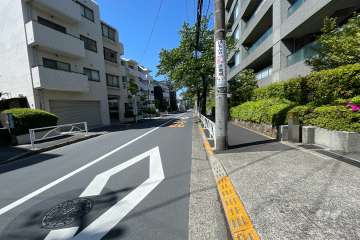 敷地南東側の前面道路（北東側から）