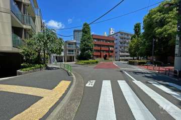 敷地南東側の前面道路（南西側から）