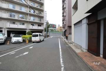 敷地の南東側前面道路(南西側から)