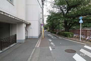 敷地の北側前面道路(東側から)