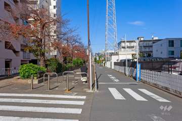 敷地西側の前面道路（南側から）