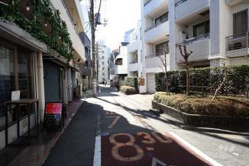 敷地南東側の前面道路(北東側から)
