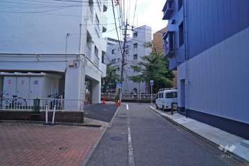 敷地西側の前面道路（北側から）