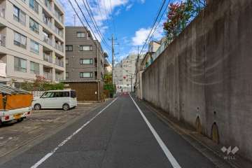 敷地南側の前面道路（西側から）