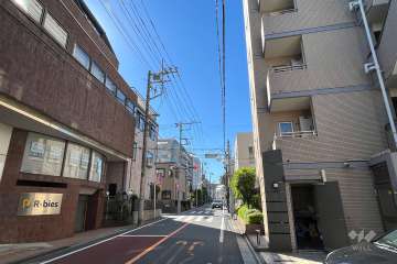 敷地東側の前面道路（北側から）