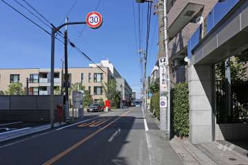 敷地西側の前面道路（南側から）