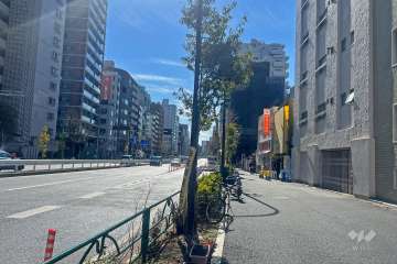 敷地の東側前面道路(北西側から)