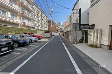 敷地南西側の前面道路（北西側から）