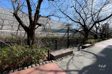 敷地の北東側に目黒川が流れています。