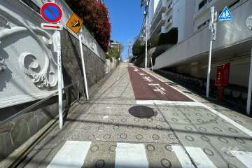 敷地南側の前面道路（西側から）