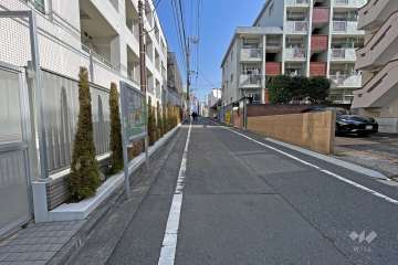 敷地南西側の前面道路（北西側から）