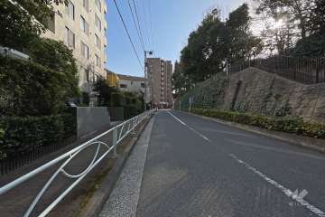 敷地西側の前面道路（北東側から）