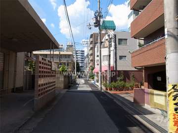 周辺は区画が整った、マンションと一戸建てが混在する静かな住宅地。